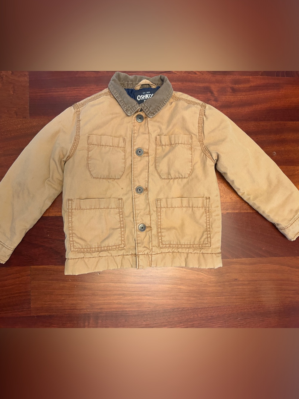 OshKosh B'gosh Tan & Brown Contrast Collar Coat for Kids